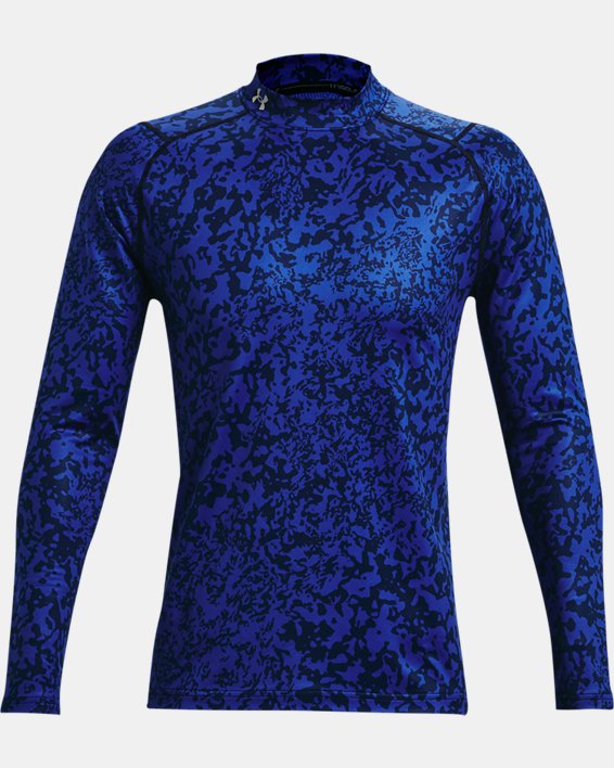 Men's ColdGear® Infrared Printed Long Sleeve Golf Mock, Blue, pdpMainDesktop image number 5